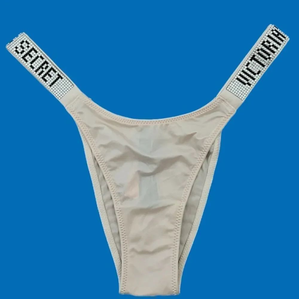 Victorias Secret Bombshell Rhinestone shine strap Brazilian Panty Champagne Xs